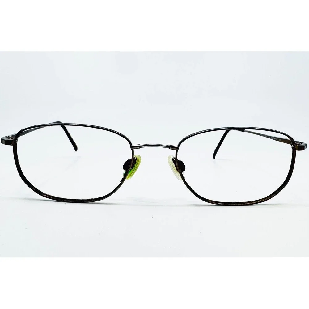 Flexon 600 Eyeglasses Unisex Brown Shiny Metal Oval Frame 52-18-140